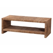 bali & pari Liza Rectangle Seagrass Coffee Table - Handwoven Natural Fiber Frame with Open Shelf, Coastal Boho Furniture for Living Room or Lounge